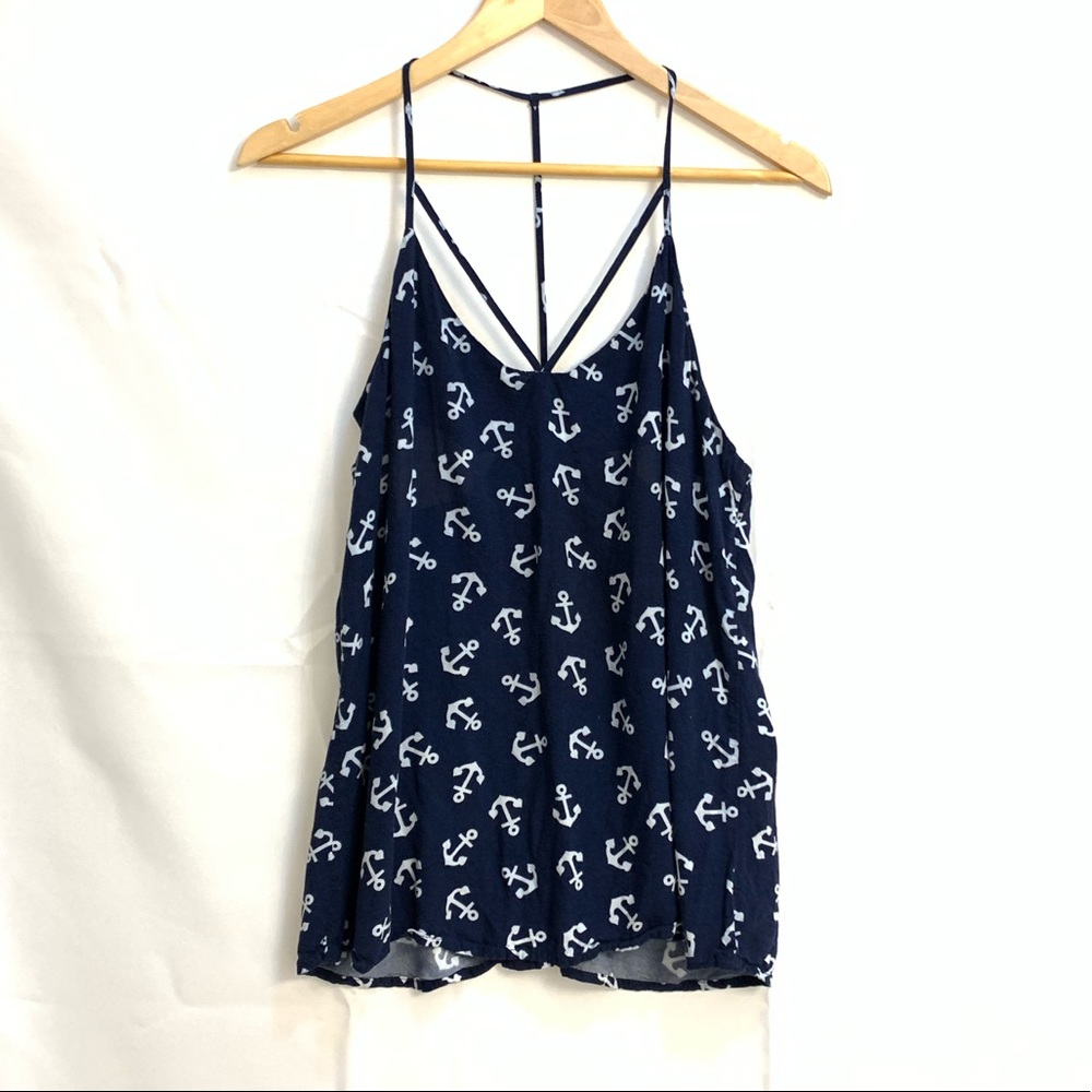 No Boundaries Navy & Grey Anchor T-back Tank Top - size XL - Picture 9 of 10